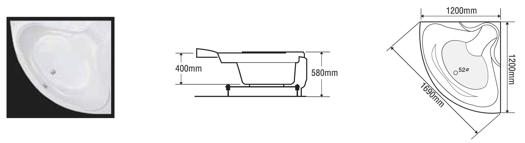 BỒN TẮM GÓC EUROCA EU3-1200