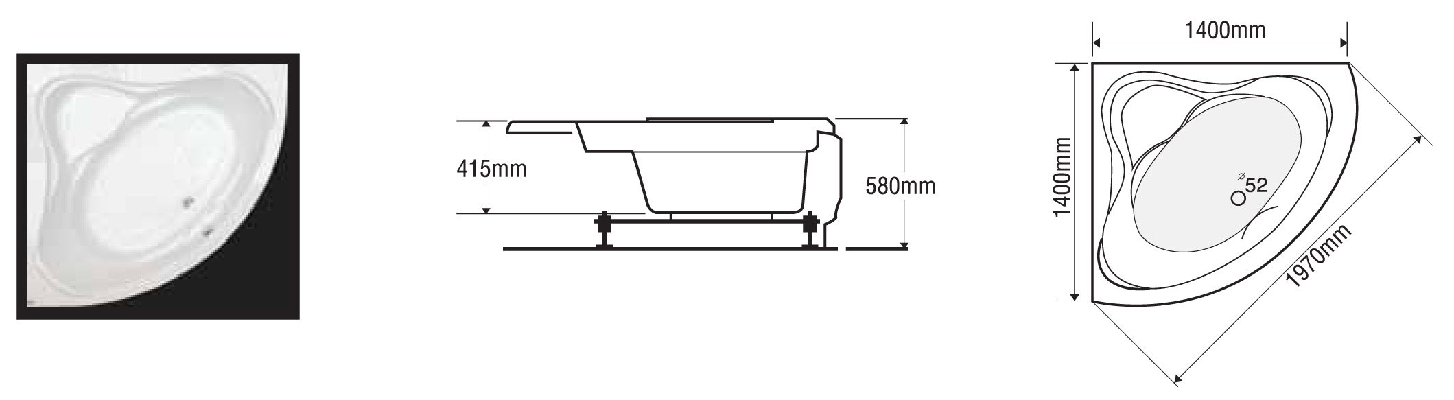 BỒN TẮM GÓC EUROCA EU3-1400