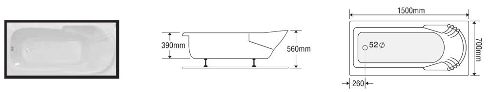 BỒN TẮM NẰM EUROCA EU2-1570