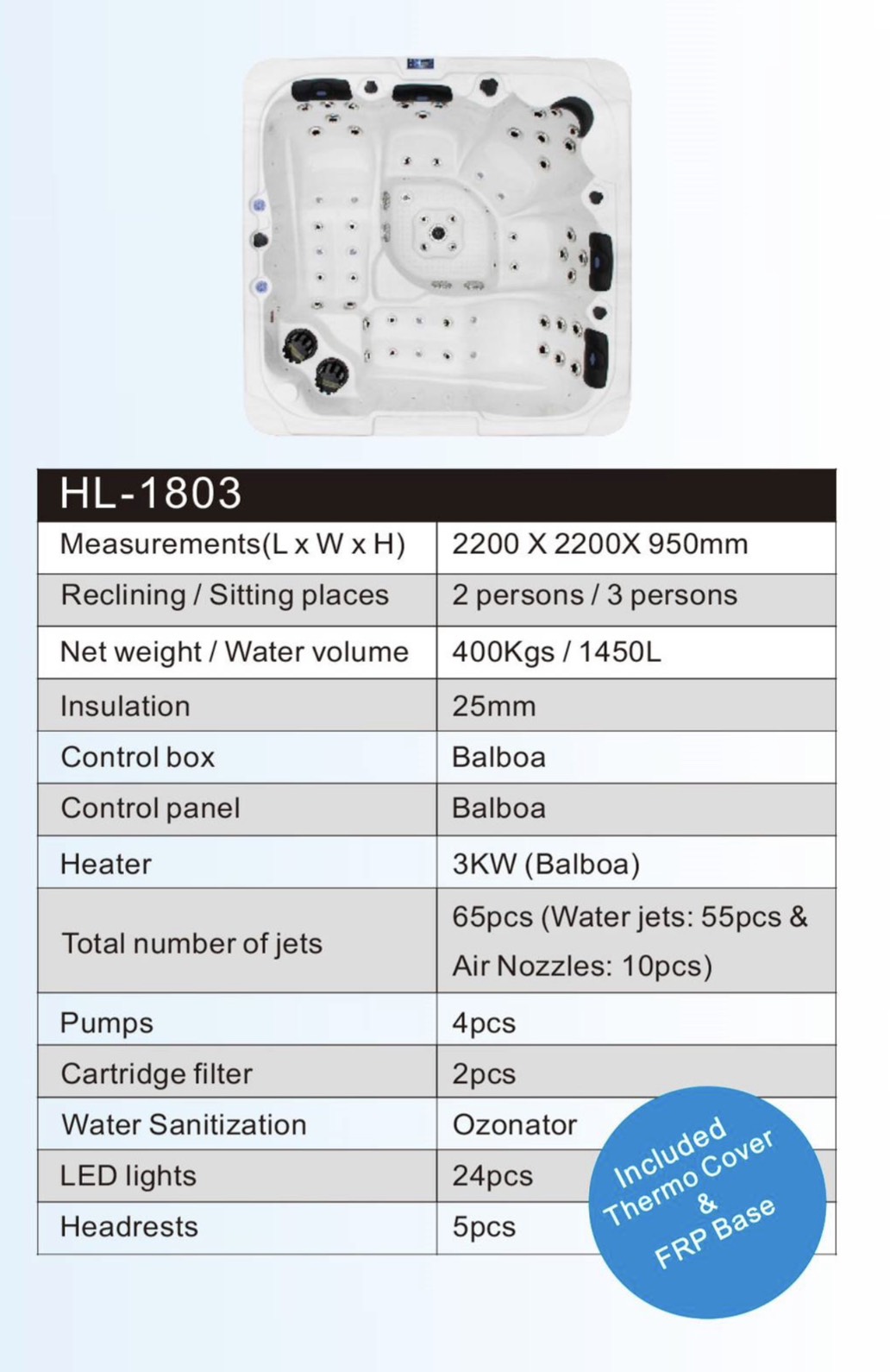 BỒN TẮM THỦY LỰC JACCUZZI KW-1803