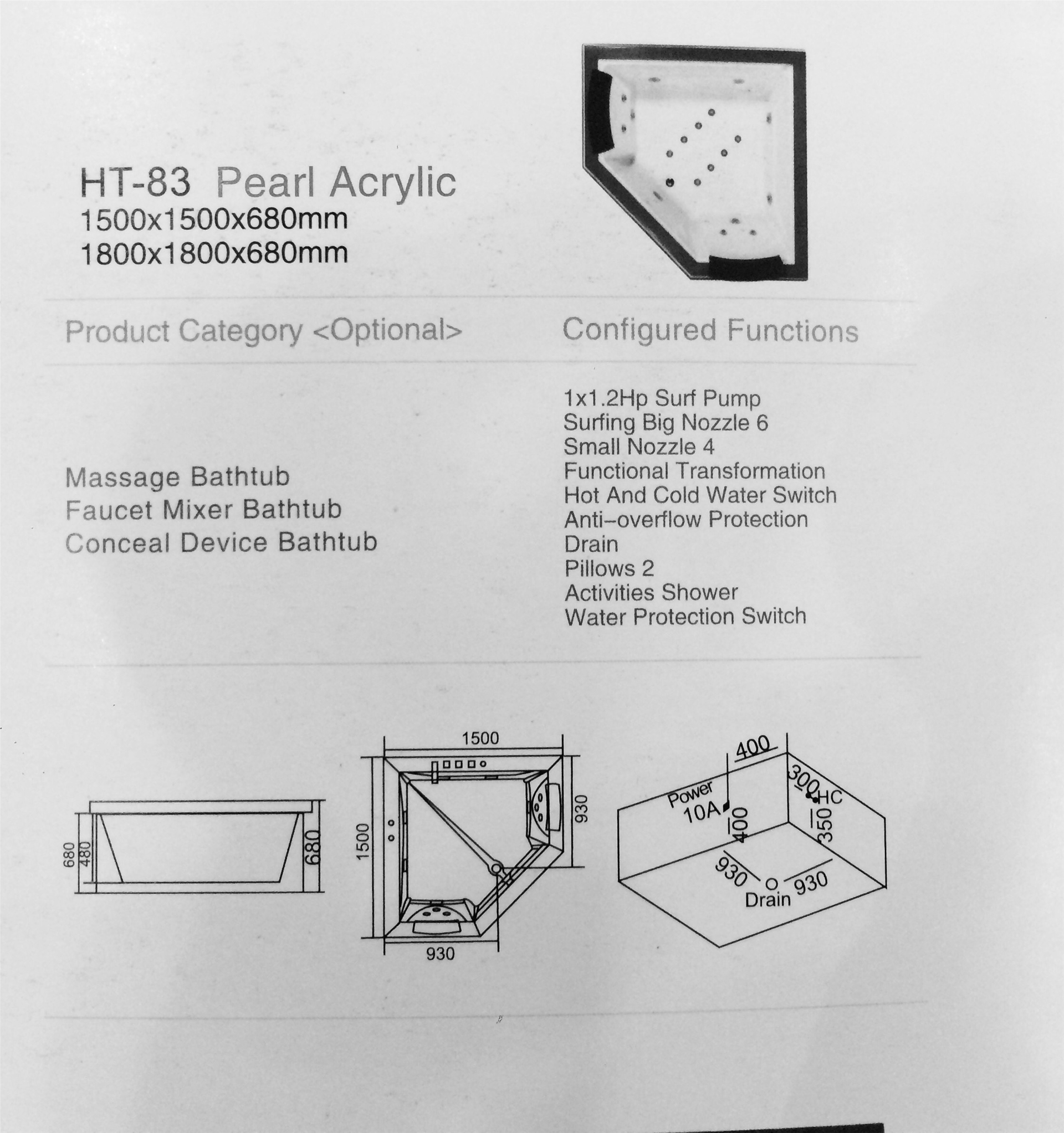 BỒN TẮM XÂY MASSAGE DAROS HT-83